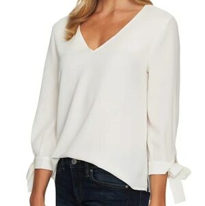 Cece White Tie Sleeve Top SZ XS